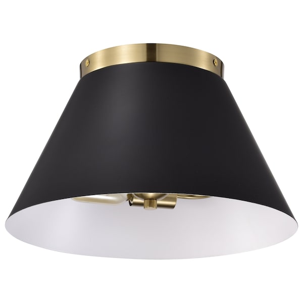 Nuvo Dover 2-Light Small Flush Mount - Black with Vintage Brass 60/7417 - main